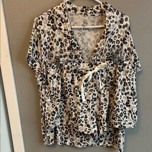 Stars Above Animal Print Pajama Set - Black and White